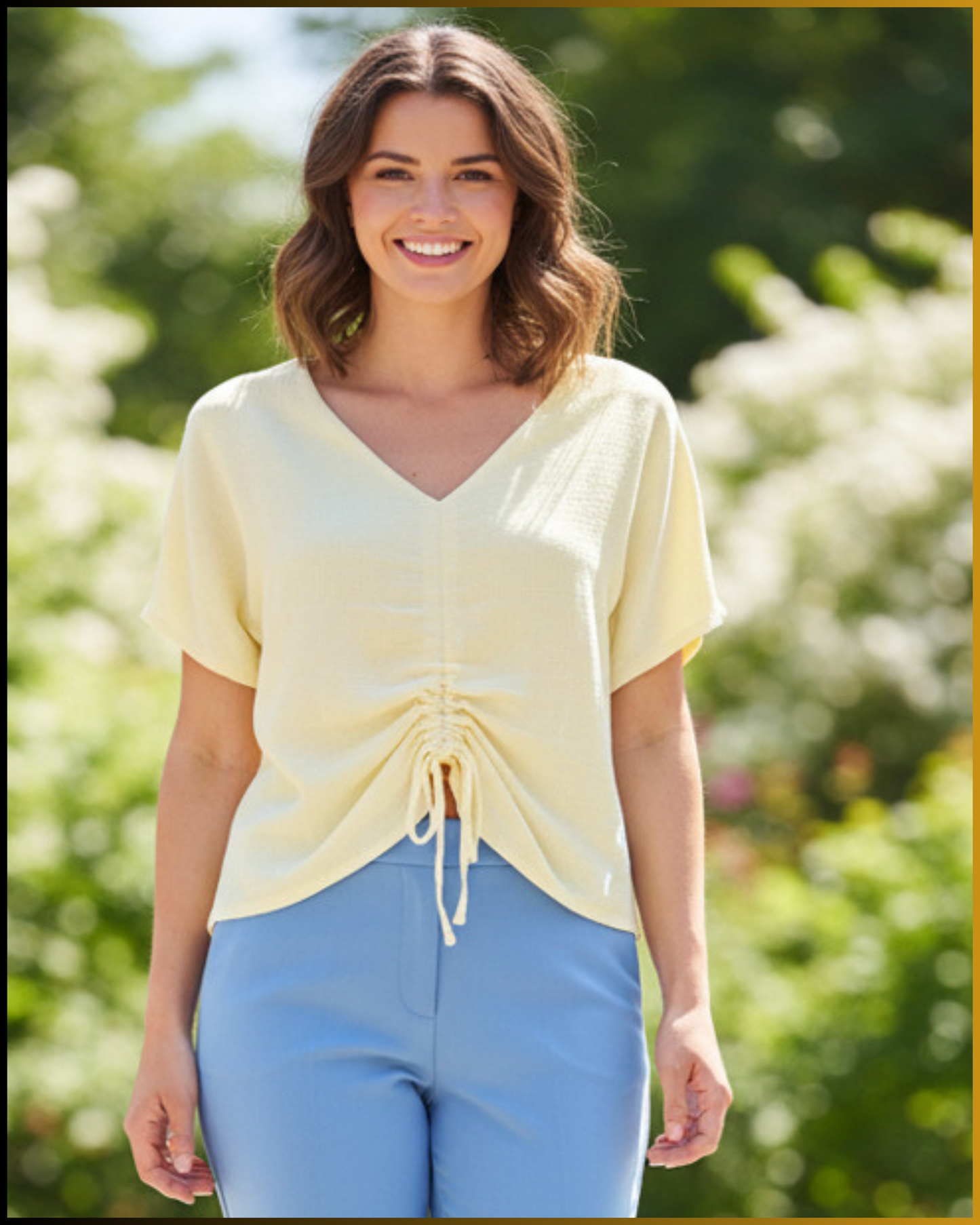 Top in lino e cotone
