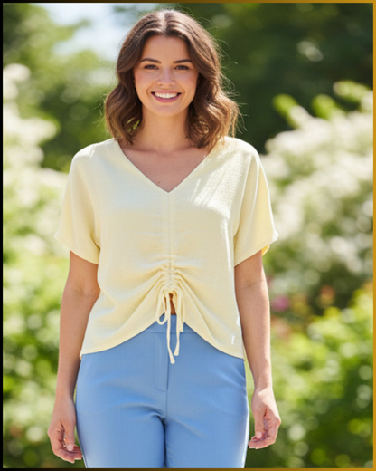 Top in lino e cotone