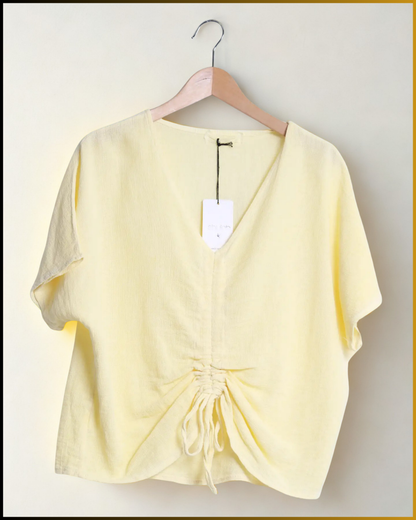 Top in lino e cotone