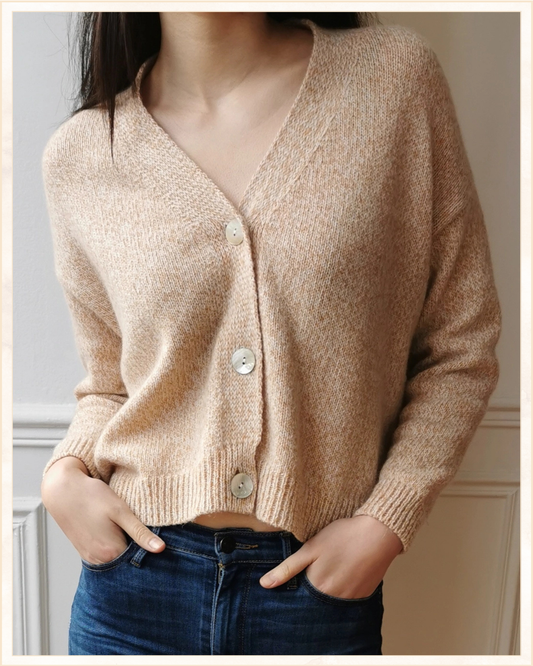 Cardigan in lana mélange con bottoni madreperla