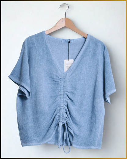 Top in lino e cotone