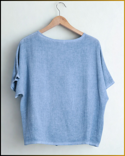 Top in lino e cotone