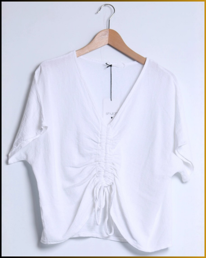 Top in lino e cotone