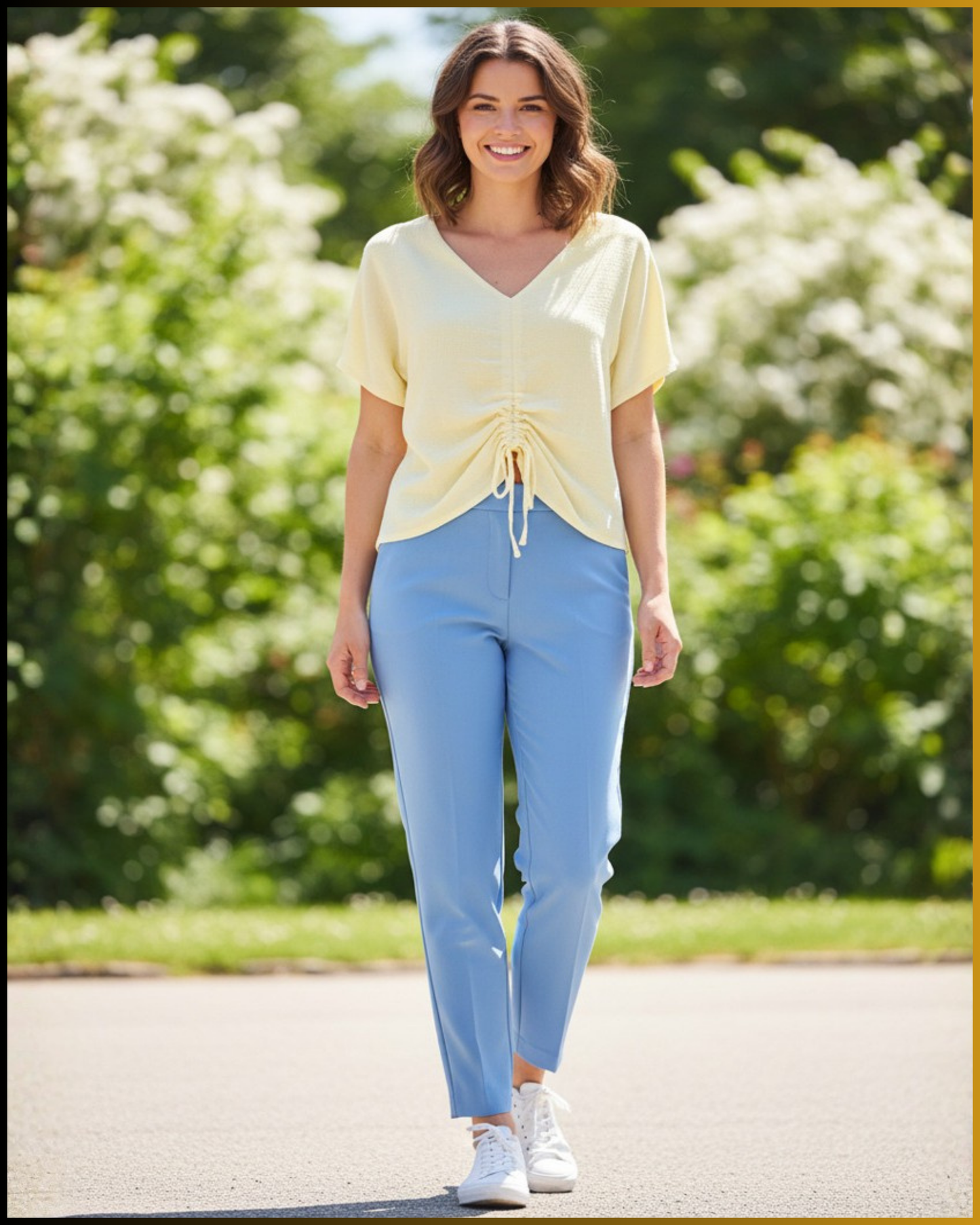 Top in lino e cotone
