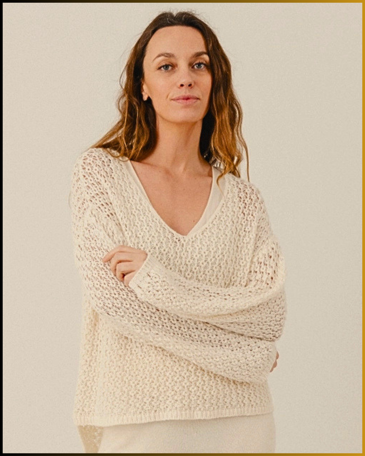 Maglione oversize in cotone con scollo a V