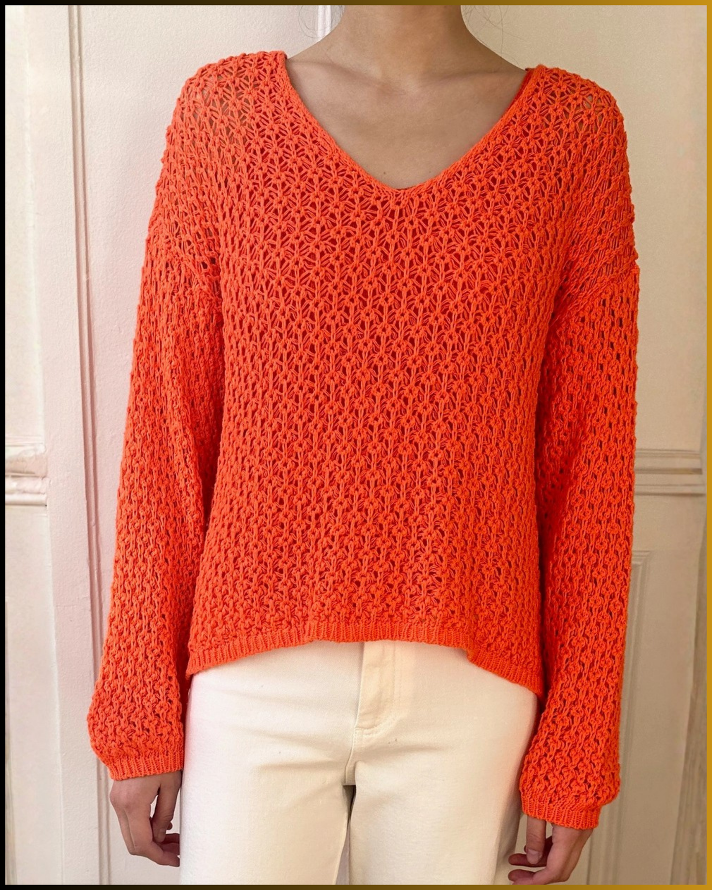 Maglione oversize in cotone con scollo a V