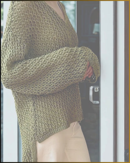 Maglione oversize in cotone con scollo a V